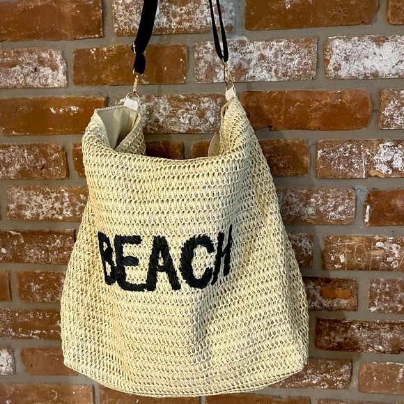 Tahiti Tote Straw Beach Bag: Cream